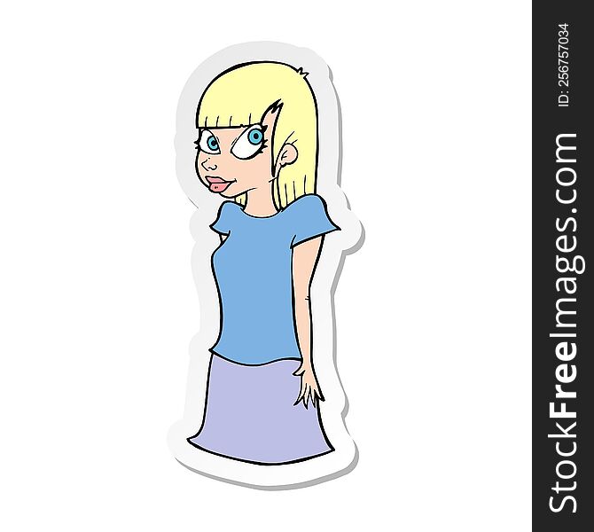 Sticker Of A Cartoon Girl