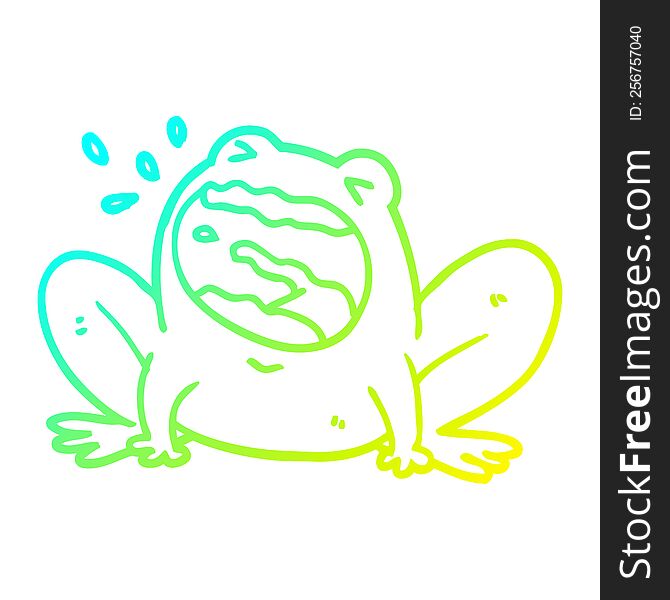 cold gradient line drawing of a cartoon frog shouting