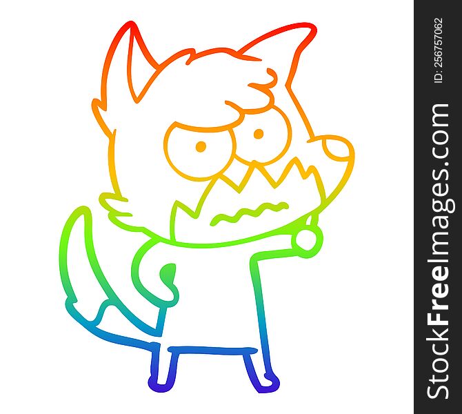 Rainbow Gradient Line Drawing Cartoon Annoyed Fox