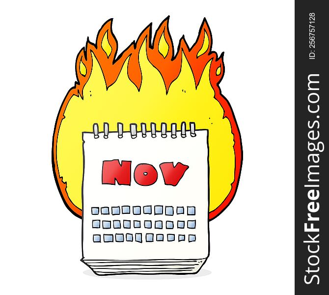 freehand drawn cartoon calendar showing month of november