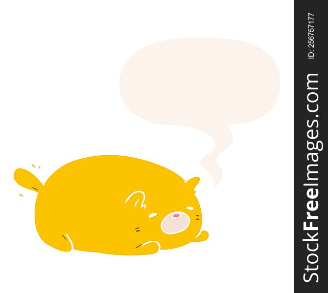 Cute Cartoon Cat And Speech Bubble In Retro Style