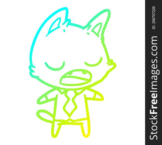 Cold Gradient Line Drawing Talking Cat Boss