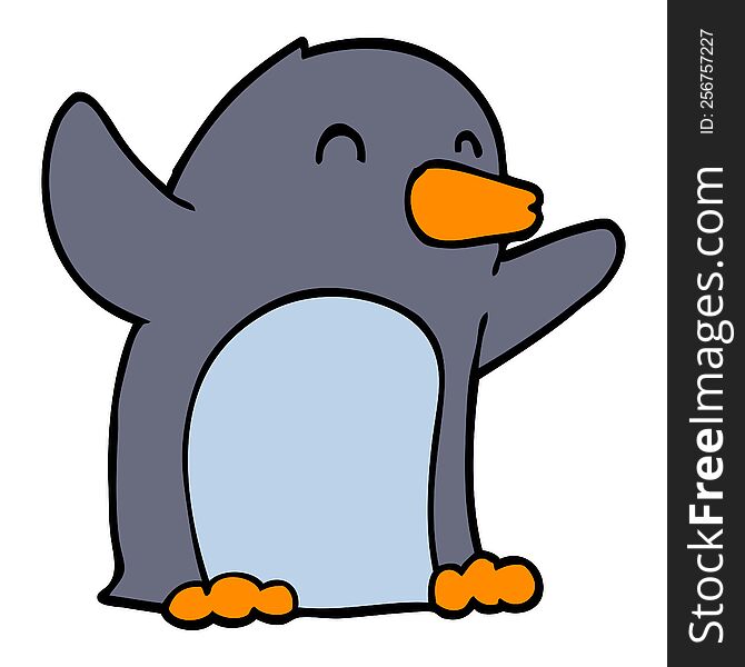 cartoon excited penguin