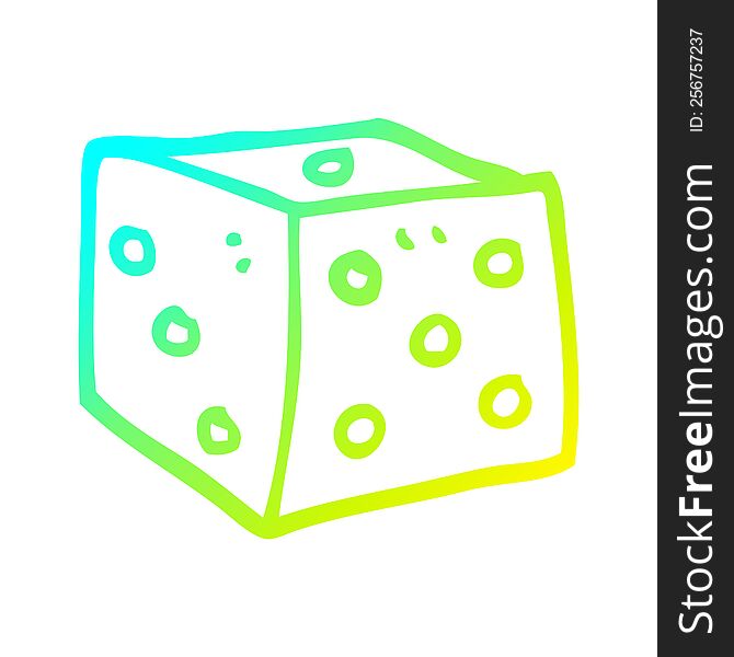 cold gradient line drawing of a cartoon classic dice