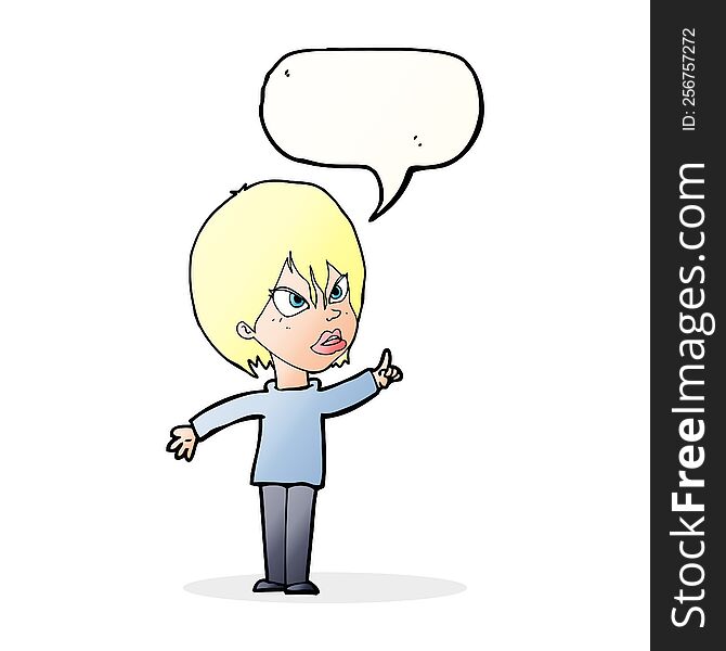 Cartoon Woman Arguing With Speech Bubble