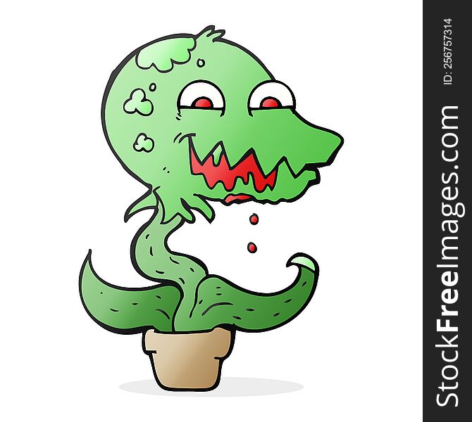 freehand drawn cartoon monster plant