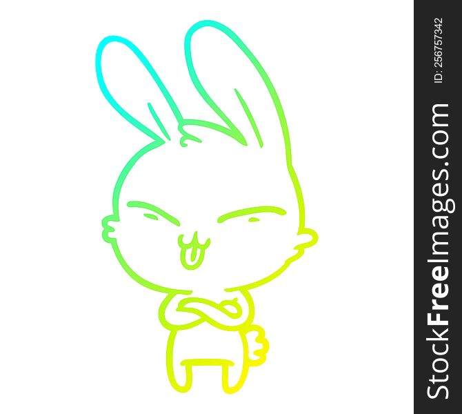 Cold Gradient Line Drawing Cute Cartoon Rabbit
