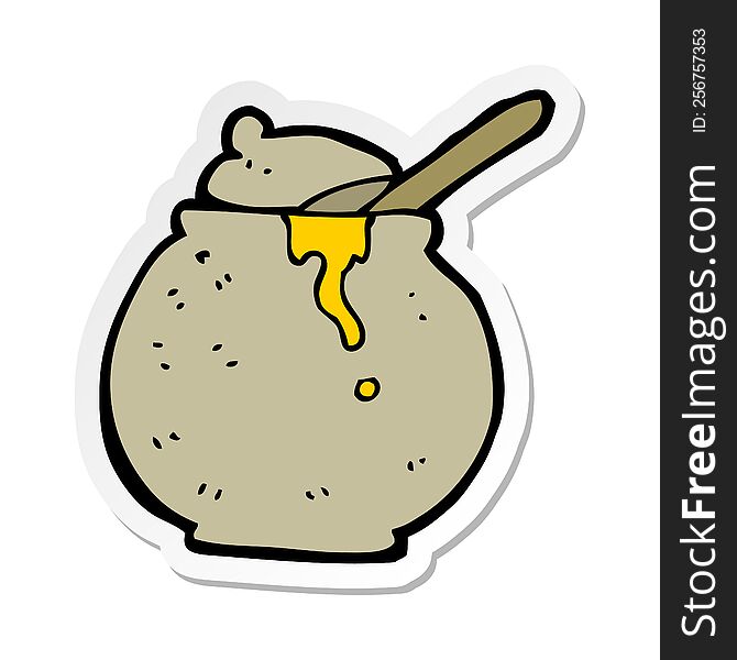 Sticker Of A Cartoon Honey Pot