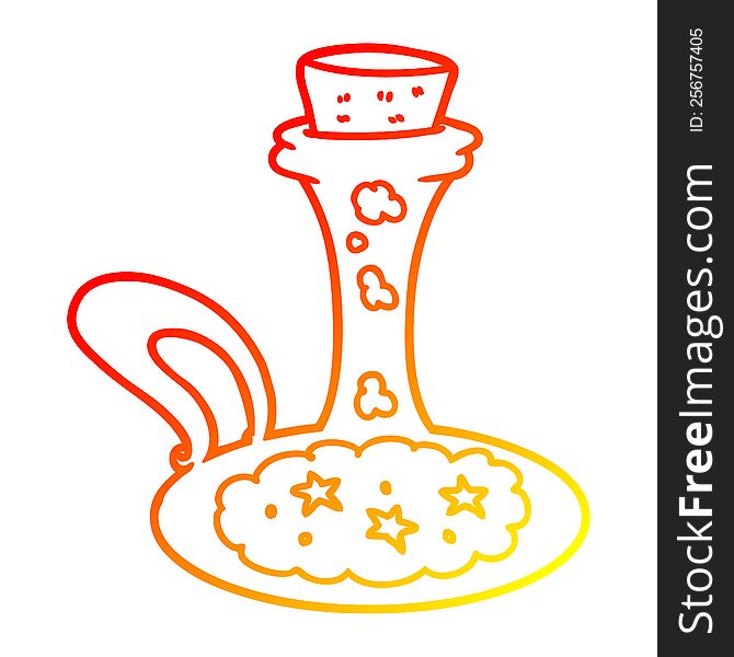 warm gradient line drawing of a cartoon magic potion