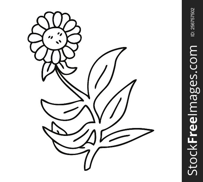 quirky line drawing cartoon daisy flower