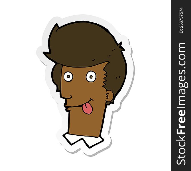 sticker of a cartoon man with tongue hanging out