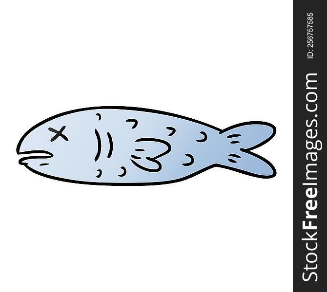 hand drawn gradient cartoon doodle of a dead fish