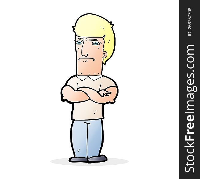 Cartoon Annoyed Man With Folded Arms