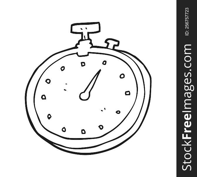 Black And White Cartoon Stopwatch