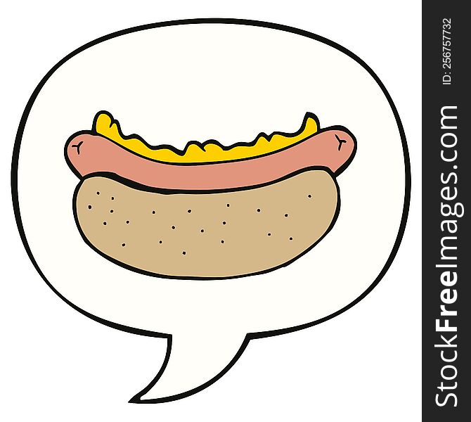 cartoon hotdog with speech bubble. cartoon hotdog with speech bubble