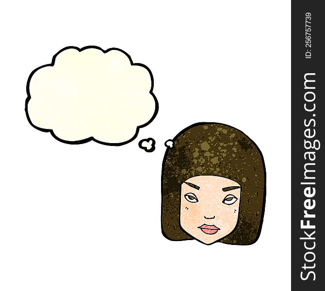 Cartoon Annoyed Female Face With Thought Bubble