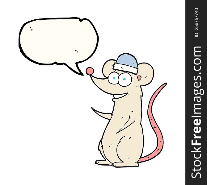 Speech Bubble Cartoon Happy Mouse
