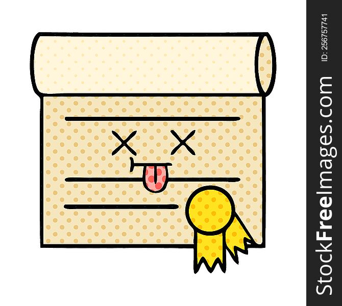 comic book style cartoon of a certificate