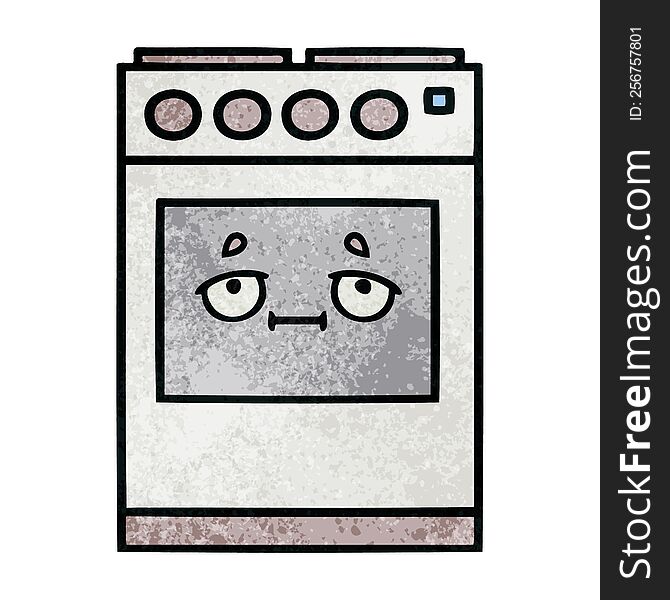 retro grunge texture cartoon of a kitchen oven