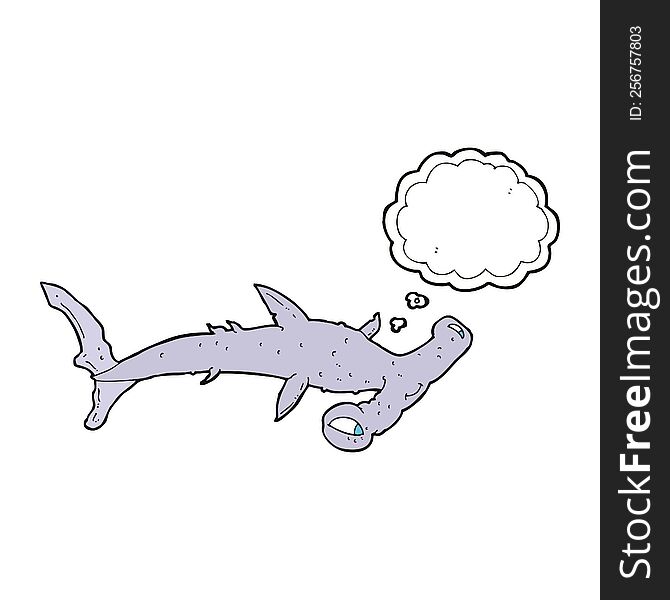 Cartoon Hammerhead Shark With Thought Bubble