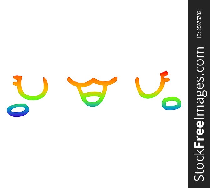rainbow gradient line drawing of a cute cartoon face