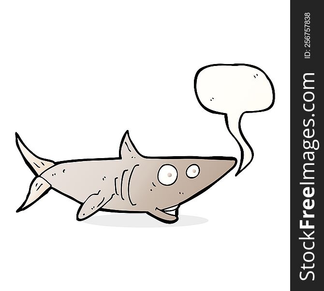 Cartoon Happy Shark With Speech Bubble