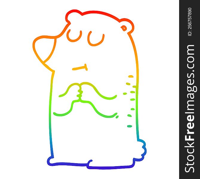 rainbow gradient line drawing cartoon shy bear