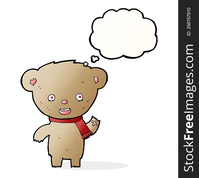 Cartoon Teddy Bear With Thought Bubble