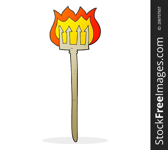 Cartoon Flaming Devil Fork