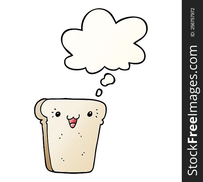 Cartoon Slice Of Bread And Thought Bubble In Smooth Gradient Style