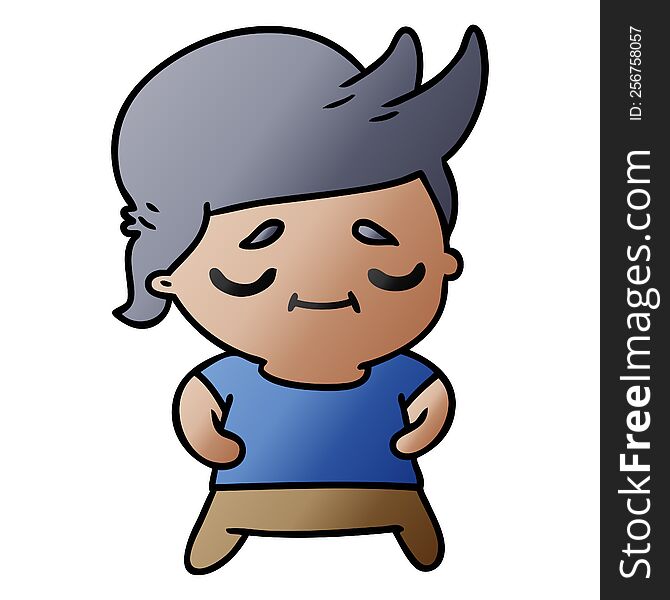 freehand drawn gradient cartoon of kawaii cute grey haired man