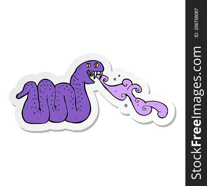 Sticker Of A Cartoon Spitting Snake