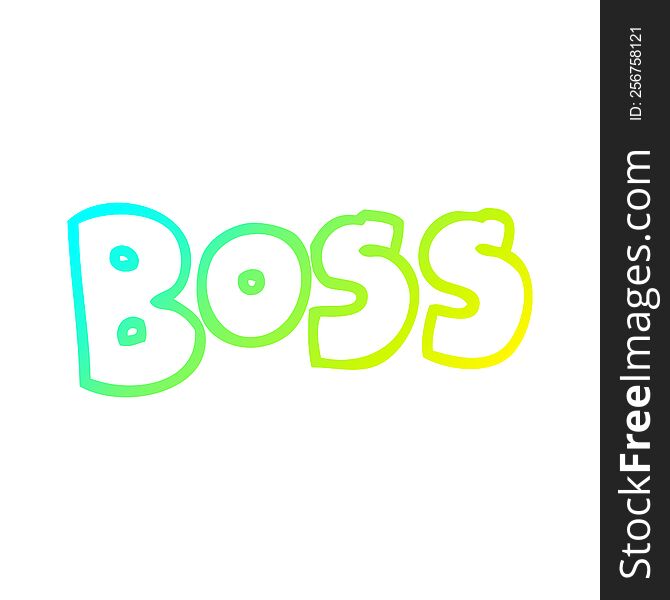 cold gradient line drawing of a cartoon word boss