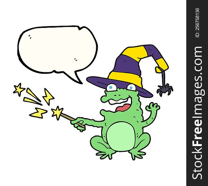 freehand drawn speech bubble cartoon toad casting spell