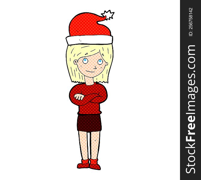 cartoon woman ready for christmas