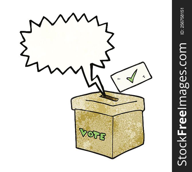 freehand speech bubble textured cartoon ballot box