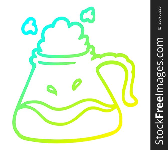 cold gradient line drawing of a cartoon coffee jug