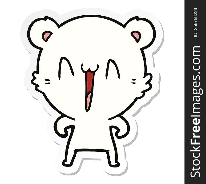 Sticker Of A Happy Polar Bear Cartoon