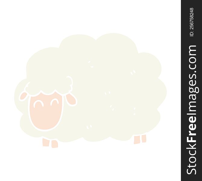 flat color illustration of a cartoon sheep