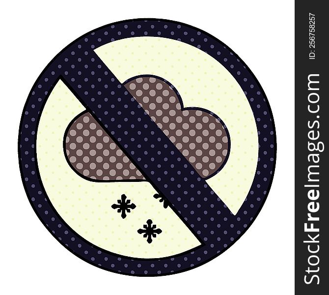 comic book style cartoon of a snow cloud warning sign