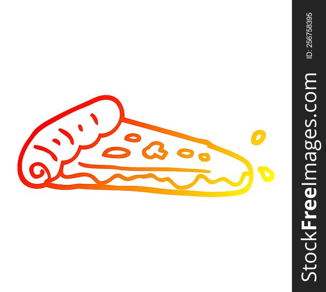 Warm Gradient Line Drawing Cartoon Pizza Slice