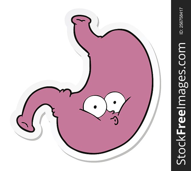 sticker of a cartoon bloated stomach