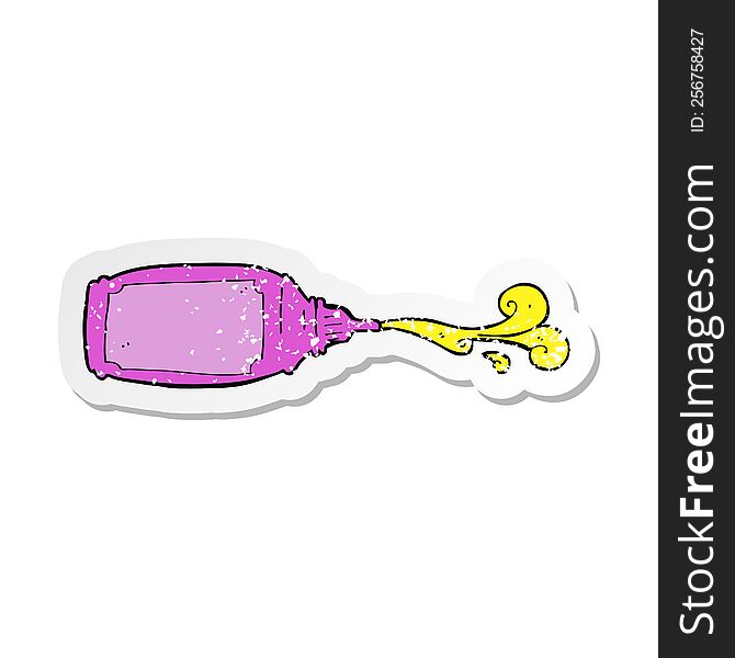 retro distressed sticker of a cartoon squirting bottle
