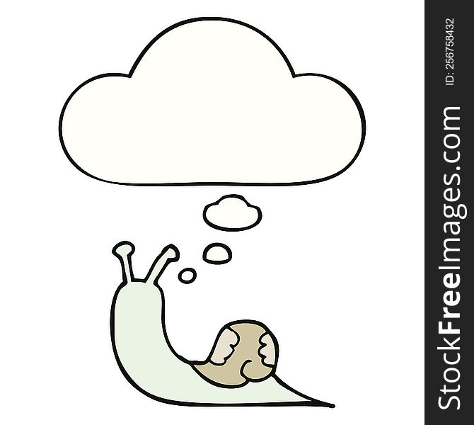 Cartoon Snail And Thought Bubble