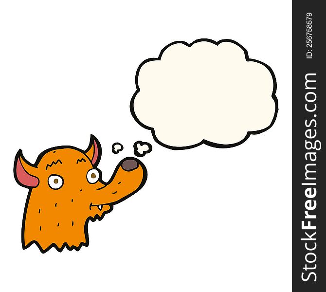 Cartoon Happy Fox With Thought Bubble