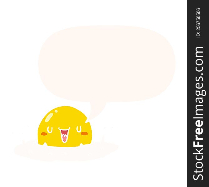 Cartoon Happy Egg And Speech Bubble In Retro Style