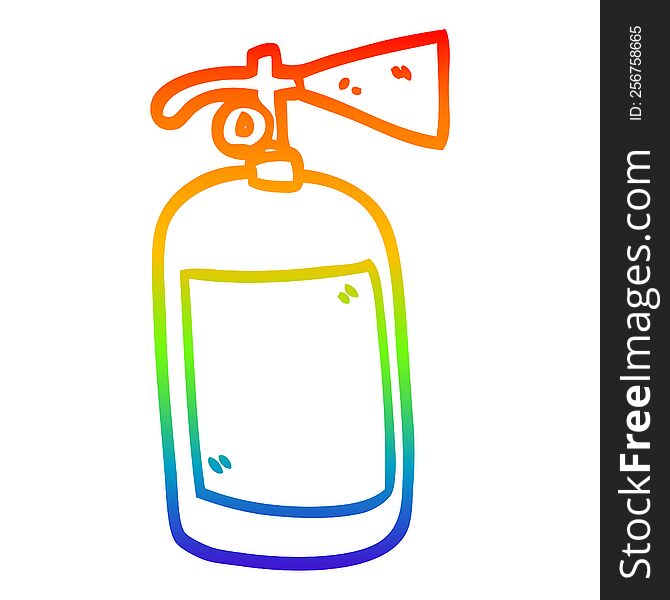 Rainbow Gradient Line Drawing Cartoon Fire Extinguisher