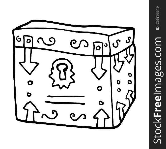 line drawing cartoon magical chest