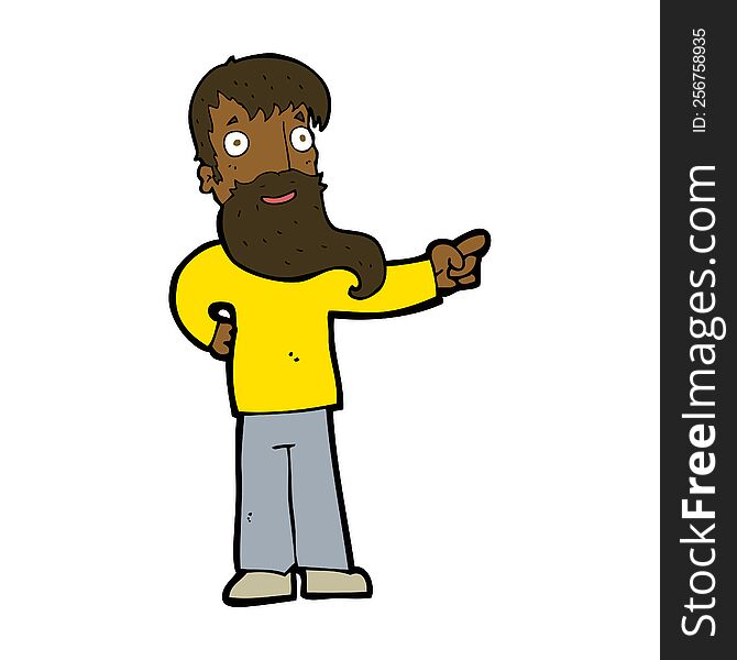 Cartoon Man With Beard Pointing