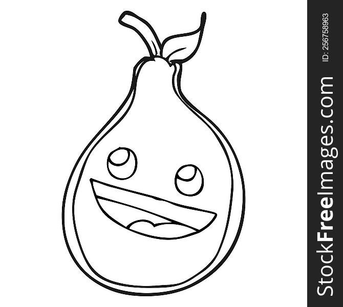 Black And White Cartoon Pear